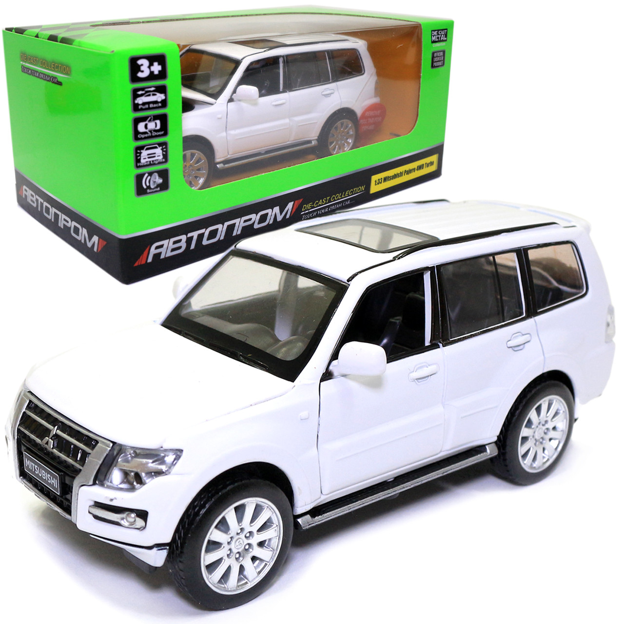 Іграшкова машинка металева «Mitsubishi Pajero 4WD Turbo» Автопром Мітсубісі, білий, 14*5*5 см, (68463), фото 1