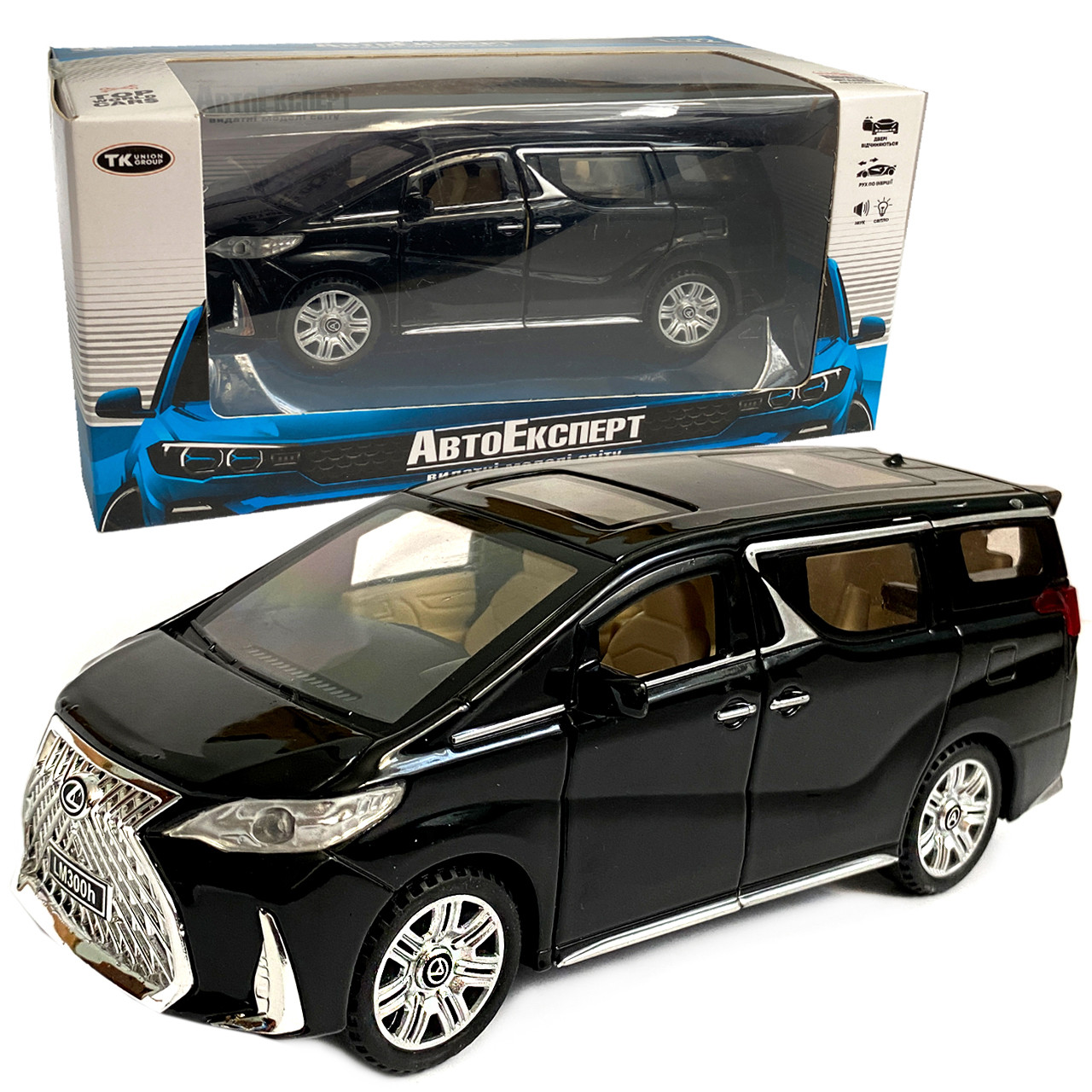 Машинка металева Lexus Лексус LM300h 2019, минивен, «AutoExpert» ,чорний, інерц., звук, світ, відкр двері., 15*7*9 см (DL - 23549), фото 1