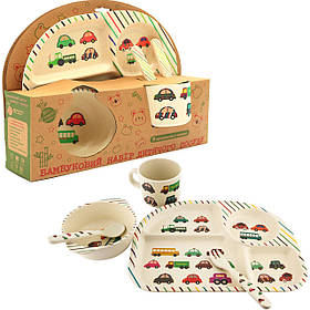 Набір дитячої бамбуковій посуду Stenson автомобілі 5 предметів (MH-2773-12)