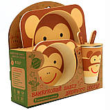 Набір дитячої бамбуковій посуду Stenson Мавпа, 5 предметів (MH-2770-30), фото 2