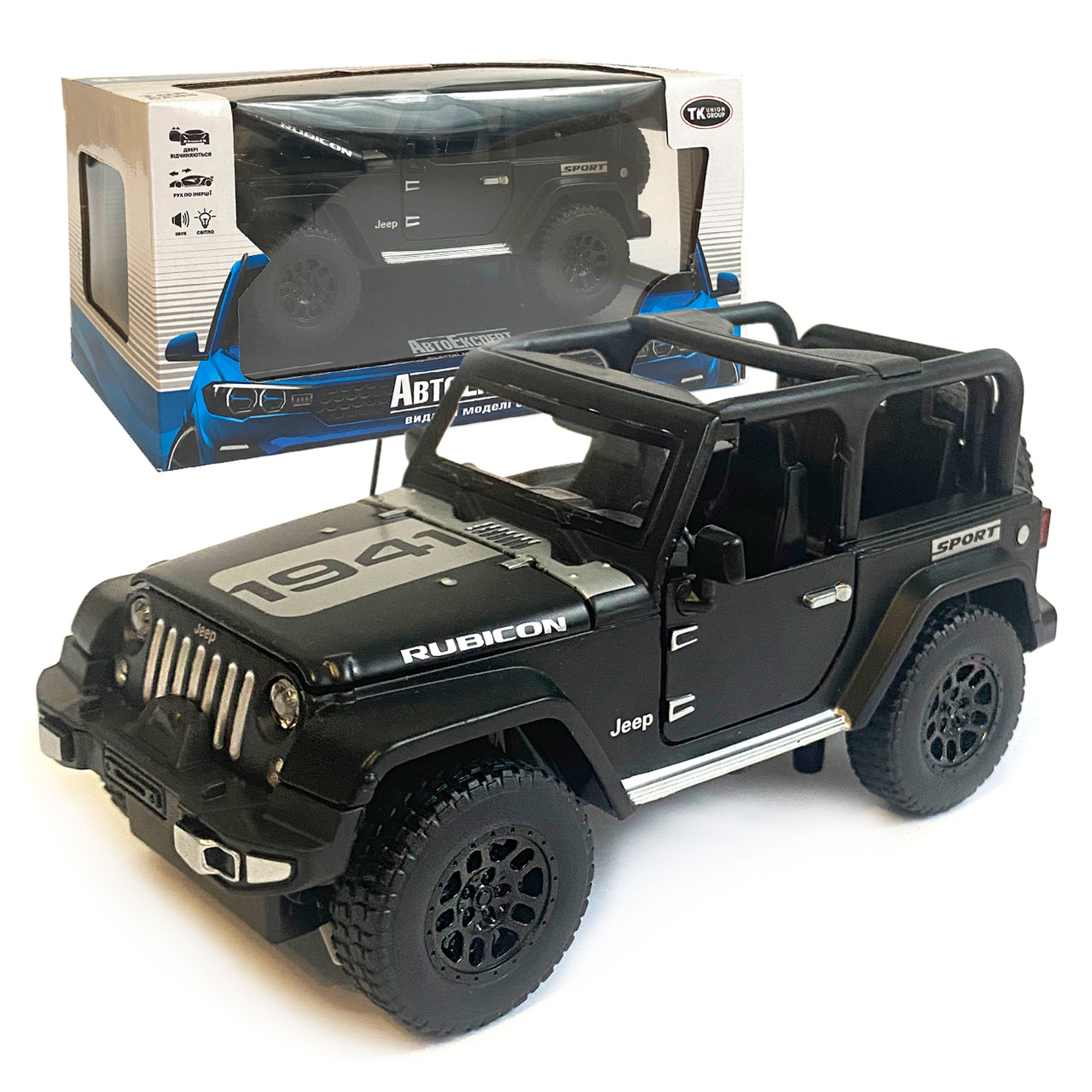 Машинка металева Jeep Джип «AutoExpert» ,чорний, інерц., звук, світло, відкр. двері., 13*7*7 см (27003)