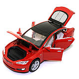 Іграшкова металева машинка Tesla «Автопром» Тесла світло звук червоний 15*5*6 см (6614), фото 6