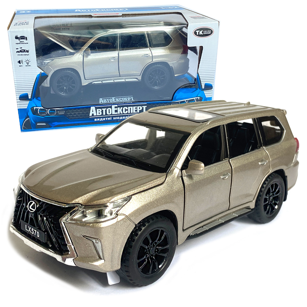 Машинка металева Lexus «AutoExpert» Лексус джип срібний, звук, срібний 16*6*6 см (ТК-12104), фото 1