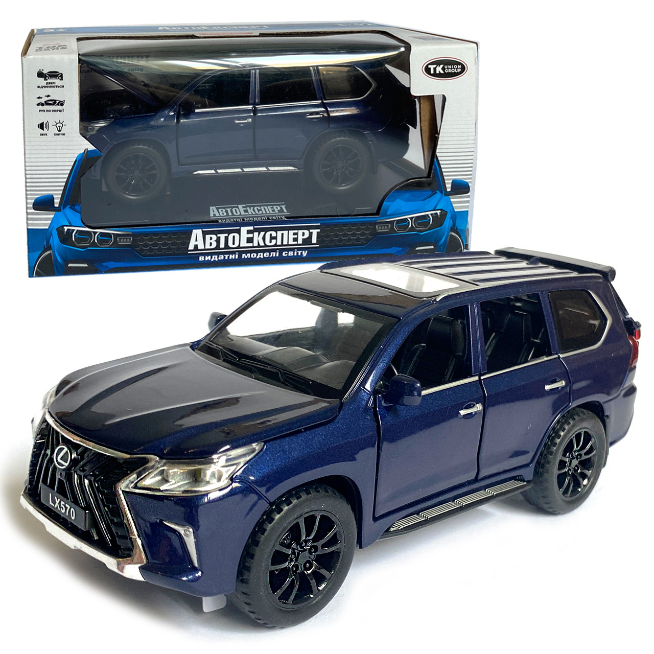 Машинка металева Lexus «AutoExpert» Лексус джип синій, звук, світло 16*6*6 см (ТК-12104), фото 1