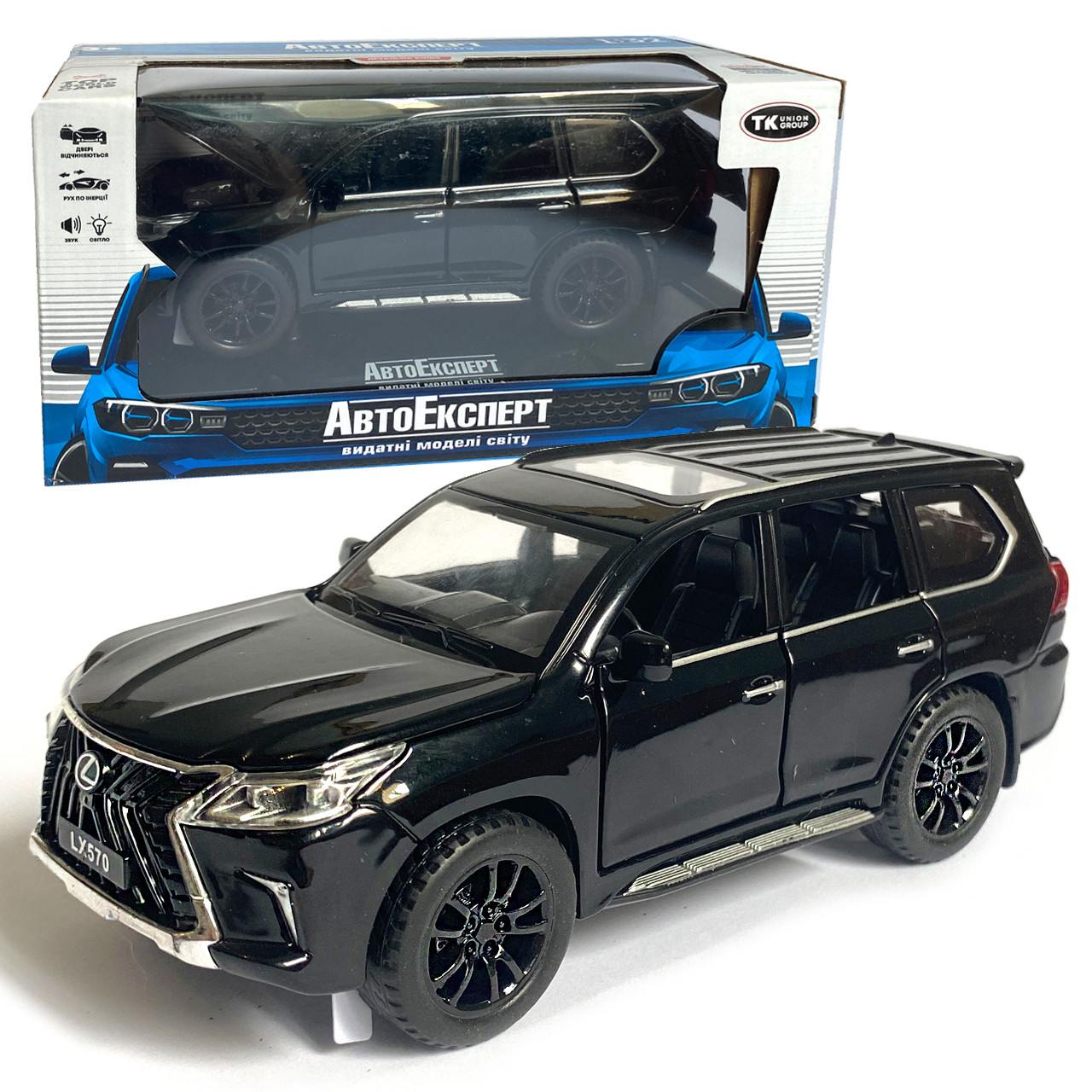 Машинка металева Lexus «AutoExpert» Лексус джип чорний, звук, світло 16*6*6 см (ТК-12104), фото 1