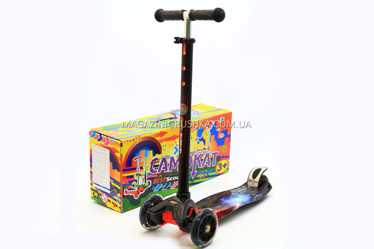Трехколесный самокат Scooter со светящимися колесами для детей и подростков весна-лето - фото 1 - id-p679605520