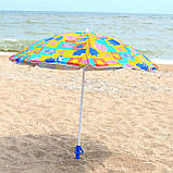 Парасолька пляжна (діаметр - 1.8 м) - срібло + нахил черепашки і квіти (MH-0035), фото 3
