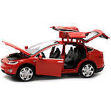 Машинка іграшкова Автопром Tesla метал, 16 см, червоний, світло, звук, двері відчиняються (6603), фото 7