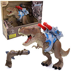 Іграшковий інтерактивний Динозавр Тиранозавр коричневий ІЧ пістолет ходить світло пар 40*24*11 см (WS5377)