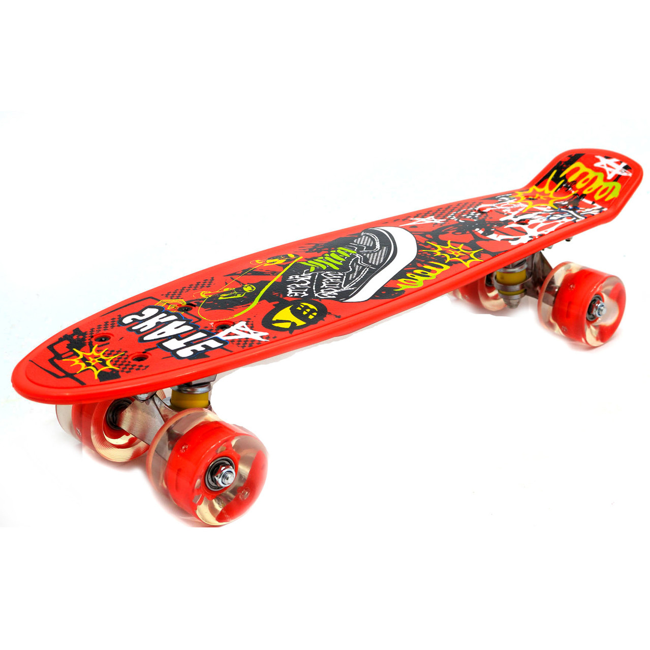 Пенні борд (скейт) червоний з світяться колесами. Безшумний Penny Board, 56 * 14,5 * 10 см, (MS 0749-5), фото 1