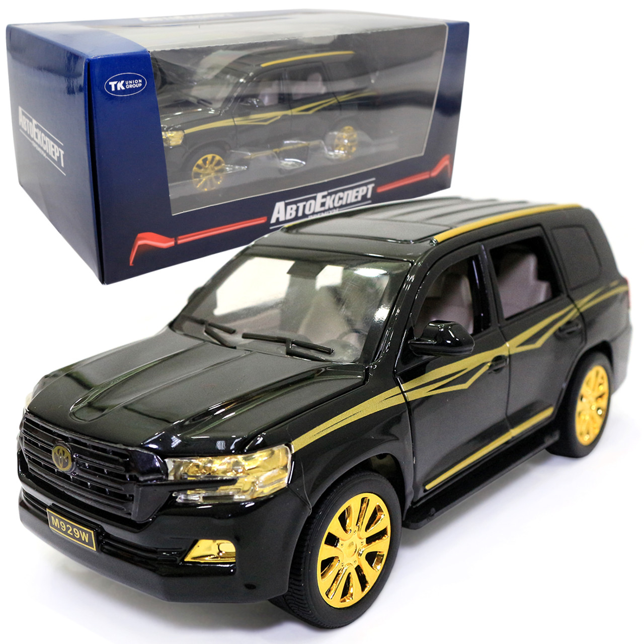 Машинка металева Toyota Land Cruiser AutoExpert Тойота джип чорний із золотом звук світло 19*7*7 см (EL-3912)