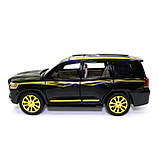 Машинка металева Toyota Land Cruiser AutoExpert Тойота джип чорний із золотом звук світло 19*7*7 см (EL-3912), фото 5