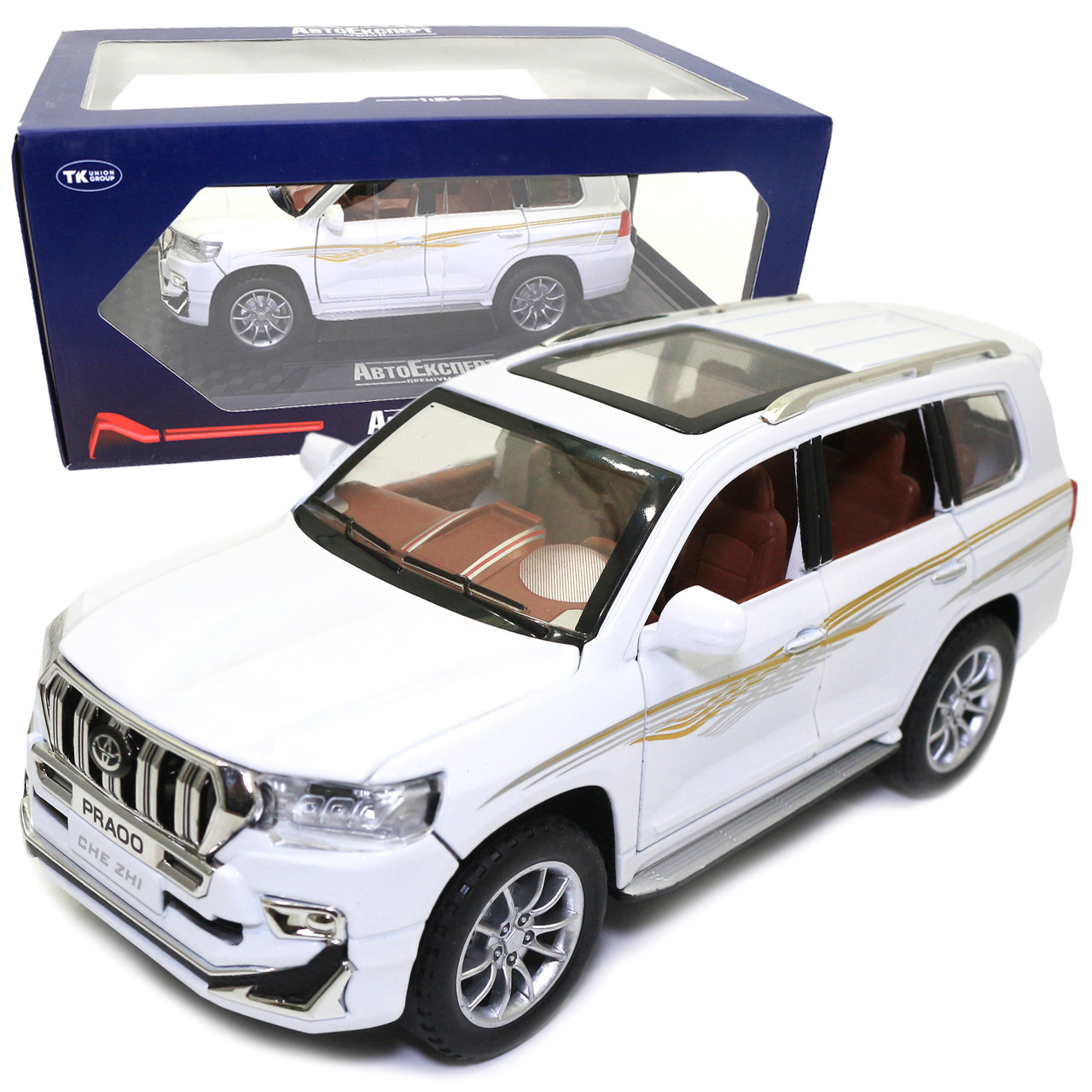 Машинка металева Toyota Prado «AutoExpert» Тойота Прадо джип білий звук світло 21*9*10 см (GT-9147), фото 1
