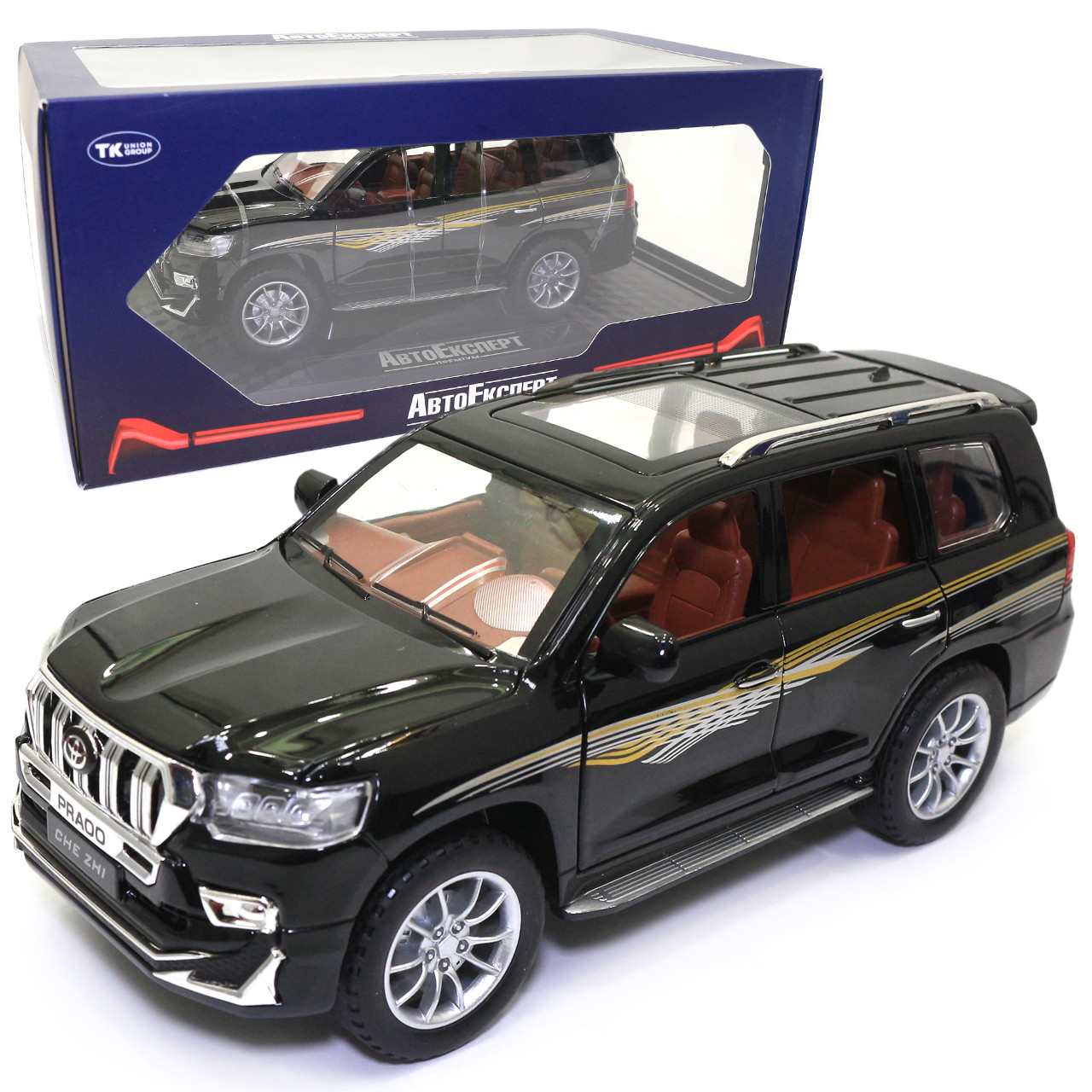 Машинка металева Toyota Prado «AutoExpert» Тойота Прадо джип чорний звук світло 21*9*10 см (GT-9147), фото 1