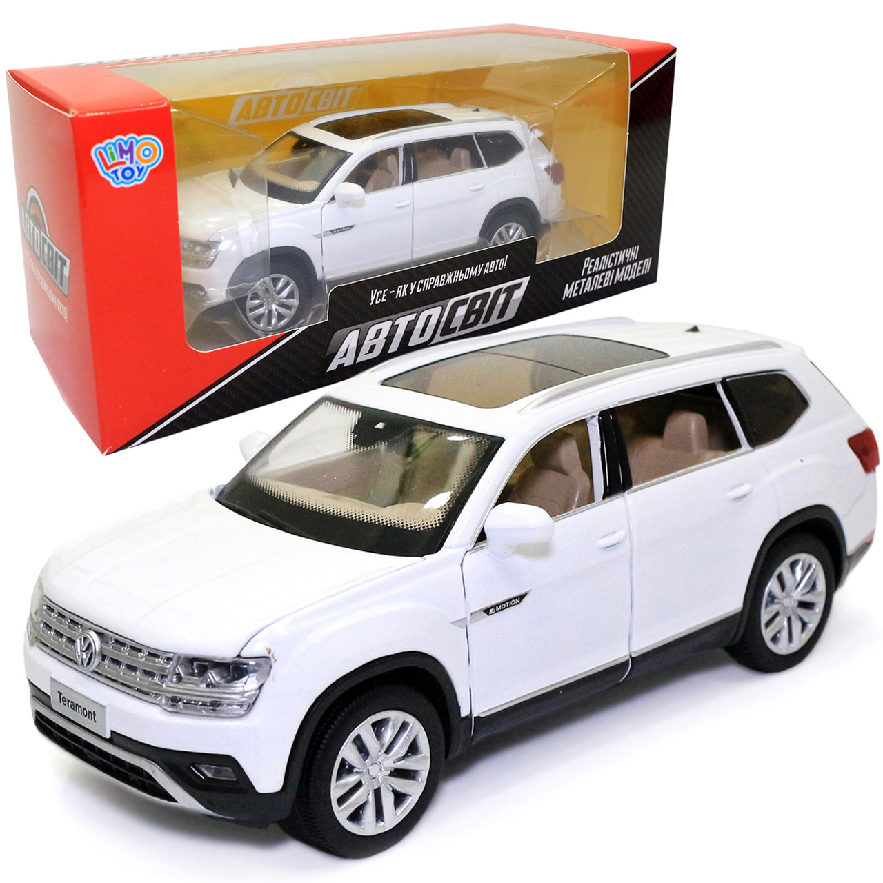 Машинка металева Volkswagen «Автосвіт» Фольксваген джип білий світло звук 14*5*6 см (AS-2709), фото 1