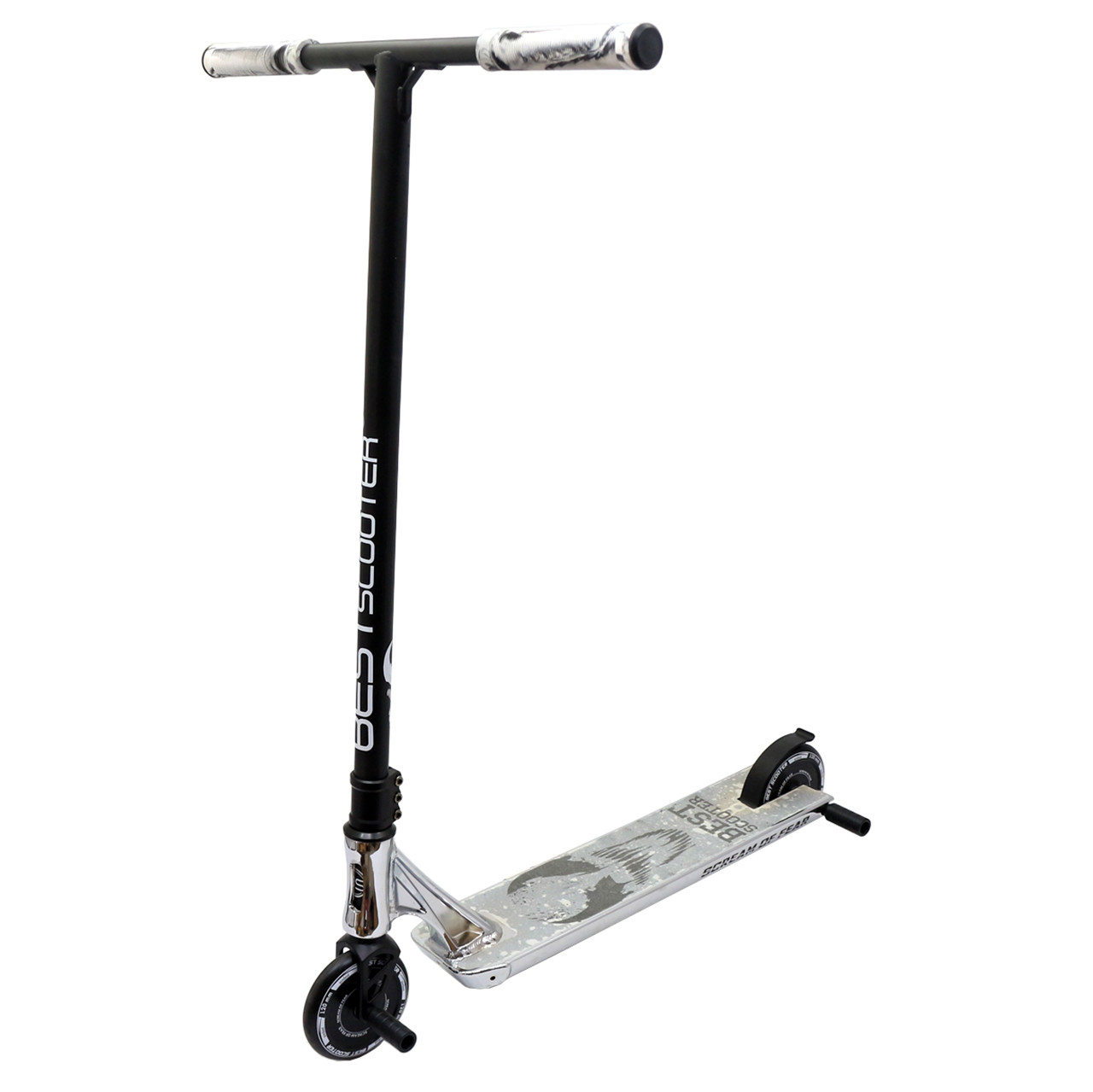 Трюкових самокат Best Scooter «Simbiote» Веном, HIC-система, пеги, срібло, колеса 120 мм PU, (65030), фото 1