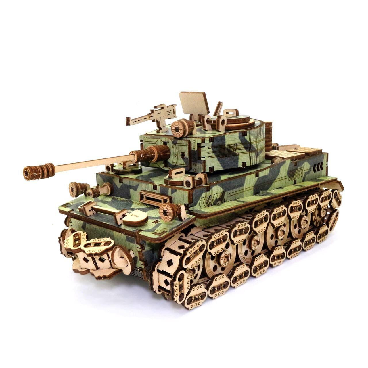 Дерев'яний 3D конструктор Танк Тигр UnityWood "Tank Tiger" 100 деталей 24*10,5*11 см (UW-014), фото 1