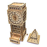 Дерев'яний 3D конструктор Годинник Світильник Скринька Tower Clock UnityWood 195 деталей 37,5*513*10,5 см (UW-013), фото 9