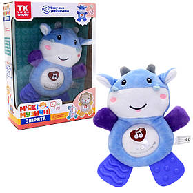 Іграшка для малюків, м'яка брязкальце TK Group, корова, світло, звук, укр. мова (53796)