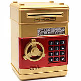 Іграшка скарбничка-сейф з кодом дитячий золотий, 13х13х19 см (MK 4523), фото 4