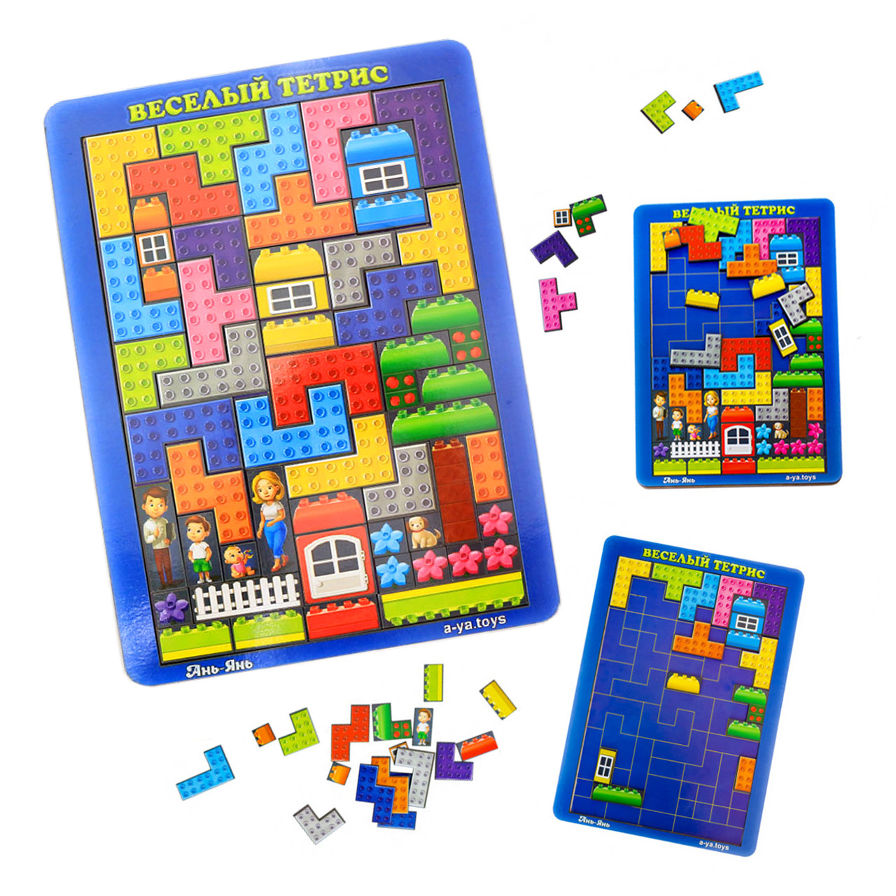 Гра тетріс «Конструктор», дерев'яна іграшка, пазл сортер вкладиш, Ань-Янь, 32 * 23 * 1 см, від 3 років, (ПСД161), фото 1