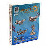 Дерев'яний конструктор Wood Trick міні-3D пазлів №1 (літаки - 3 шт, космонавт), фото 3