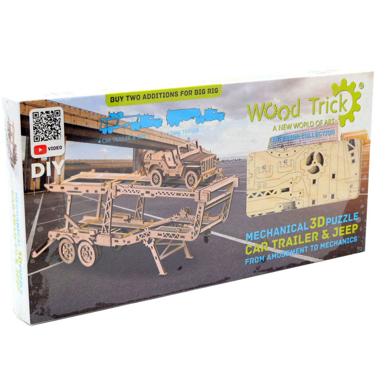 Дерев'яний конструктор Wood Trick Причіп автовоз.Техніка збірки - 3d пазл
