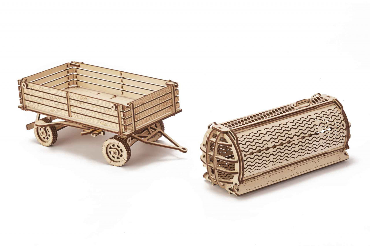 Дерев'яний конструктор Wood Trick Причіп для Трактора.Техніка збірки - 3d пазл