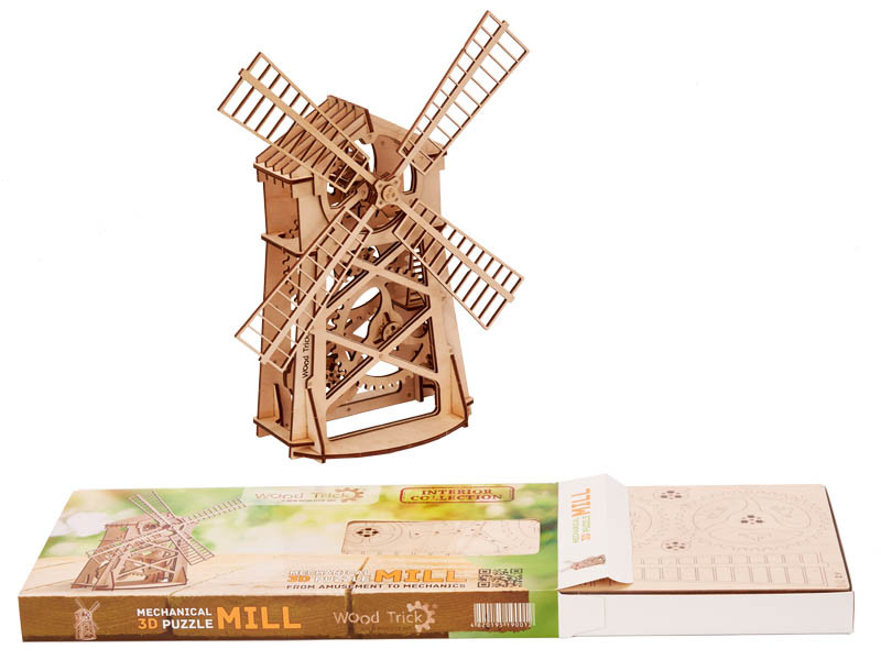 Дерев'яний механічний конструктор Wood Trick Мельніца.Техніка збірки - 3d пазл