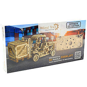Дерев'яний механічний конструктор Wood Trick Погрузчік.Техніка збірки - 3d пазл