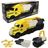 Машинка «Грузовик со строительными контейнерами» Wader Magic truck Technic желтая 78*27*18 см (36470)