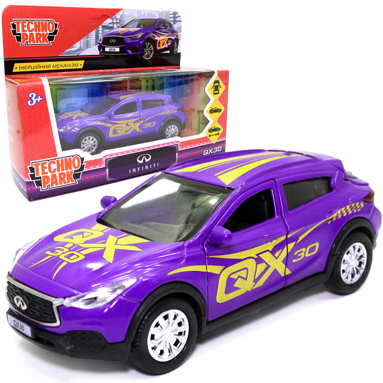 Машинка ігрова INFINITI QX30 «TechnoPark» GLAMCAR джип Інфініті метал фіолетовий 11*4*5 см (QX30-12GRL-PUR)