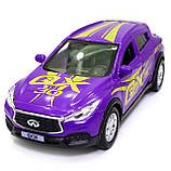 Машинка ігрова INFINITI QX30 «TechnoPark» GLAMCAR джип Інфініті метал фіолетовий 11*4*5 см (QX30-12GRL-PUR), фото 7