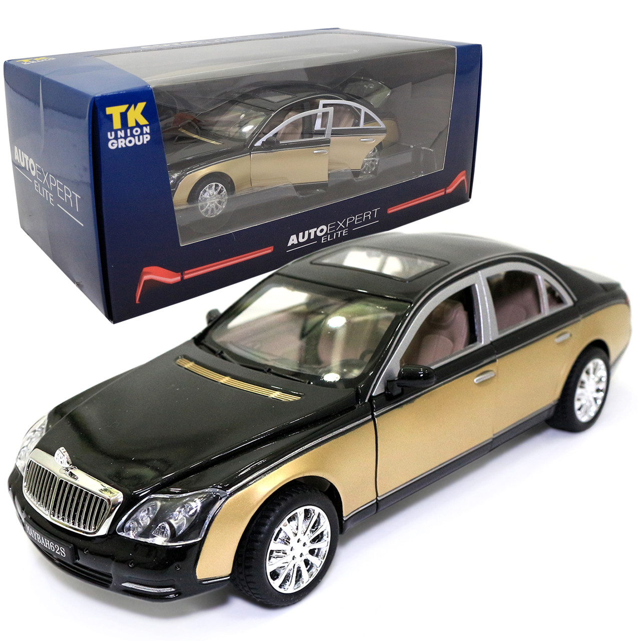 Машинка ігрова Maybach 62S «АвтоЕксперт» Майбах метал чорний зі золотом світло звук 20*6*7 см (EL-7705), фото 1