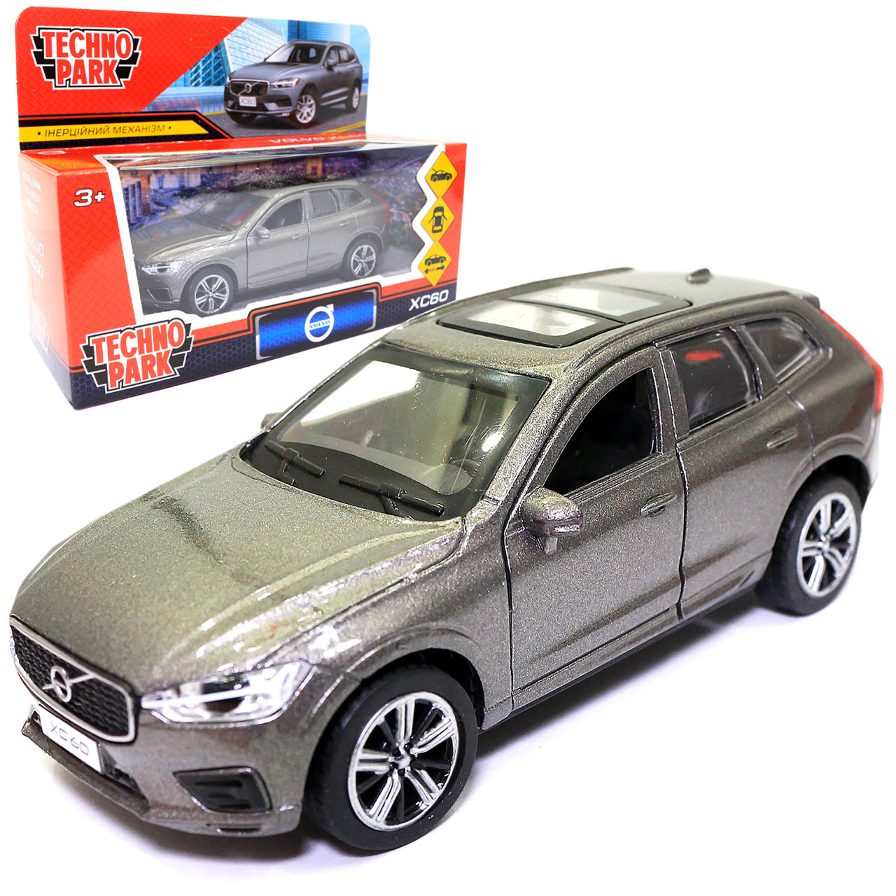 Машинка ігрова Volvo XC60 «TechnoPark» джип Вольво сірий метал 12*4*5 см (XC60-12-GY)