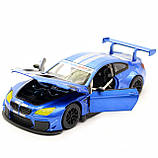 Дитяча машинка іграшкова Автопром «BMW M6 GT3» метал, 20 см, світло, звук, двері відчиняються, синя (68255B), фото 7