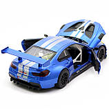 Дитяча машинка іграшкова Автопром «BMW M6 GT3» метал, 20 см, світло, звук, двері відчиняються, синя (68255B), фото 9