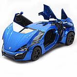 Дитяча машинка іграшкова Автопром «Lykan Hypersport» Синя, 14 см, світлові і звукові ефекти (32013), фото 7
