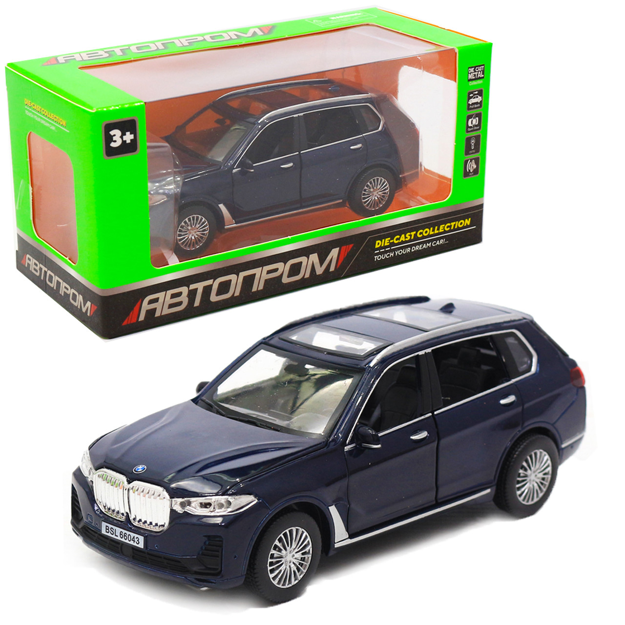 Машинка іграшкова «BMW X7» Автопром, метал, синій, від 3 років, 16х6х6 см, (6612)