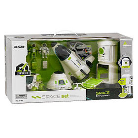 Ігровий набір космічна станція світло, звук, 3 космонавта, аксесуари, станція, ракета, машина, в коробці «Interstellar Expand»