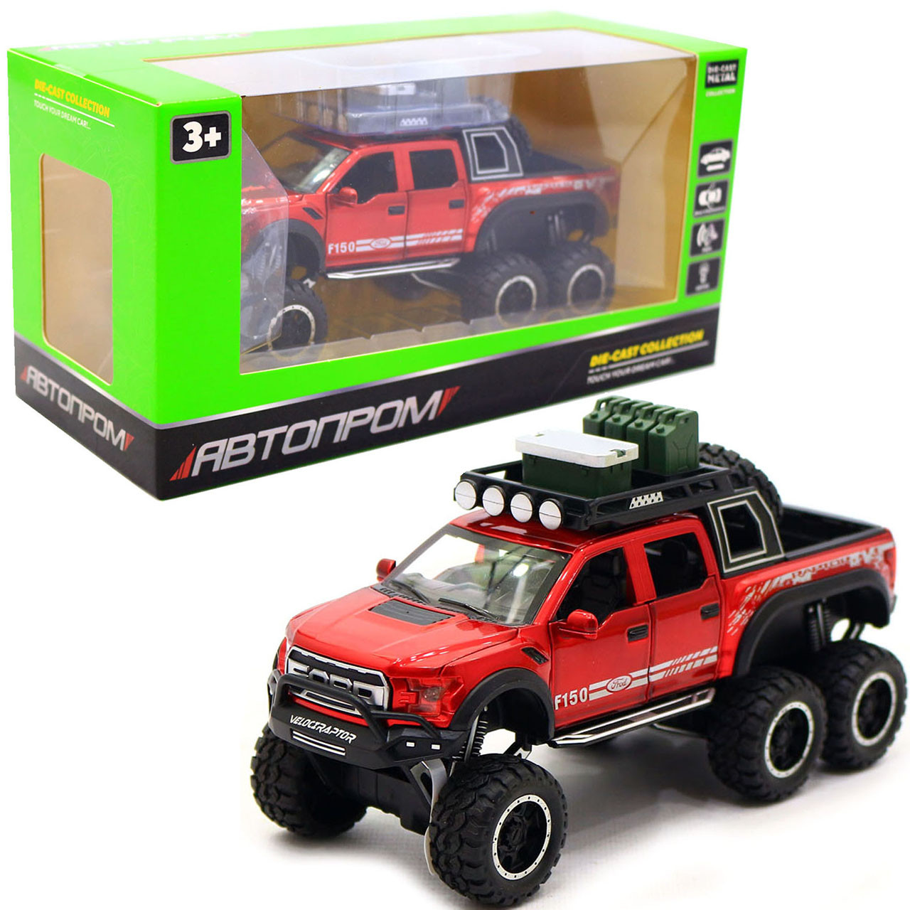 Машинка іграшкова Автопром Raptor F150 Червоний зі світловими і звуковими ефектами (7682)