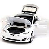 Машинка іграшкова Автопром Tesla метал, 14 см, білий, світло, звук, двері відчиняються (6614), фото 10