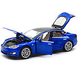 Машинка іграшкова Автопром Tesla метал, 14 см, синій, світло, звук, двері відчиняються (6614), фото 4