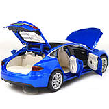 Машинка іграшкова Автопром Tesla метал, 14 см, синій, світло, звук, двері відчиняються (6614), фото 8