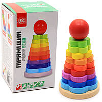 Развивающая игрушка деревянная пирамидка радужная гора Fun Game 3+ (50046)