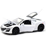 Машинка іграшкова Автопром «Acura NSX» метал, 14 см, біла (світло, звук, двері відчиняються) 6607, фото 7