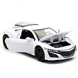 Машинка іграшкова Автопром «Acura NSX» метал, 14 см, біла (світло, звук, двері відчиняються) 6607, фото 9