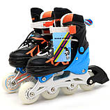 Дитячі ролики Scale Sports різнокольорові в сумці (розмір 31-34, метал, що світяться колеса ПУ) 2088000022398, фото 3