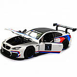 Машинка іграшкова Автопром «BMW M6 GT3» метал, 20 см, світло, звук, двері відчиняються (68255B), фото 7