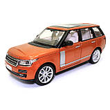 Машинка іграшкова Автопром «Range Rover» джип, метал, 18 см, помаранчевий (світло, звук, двері відчиняються) 68263A, фото 3